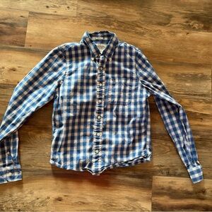 Abercrombie & Fitch Blue and White Plaid Casual Button Down Shirt